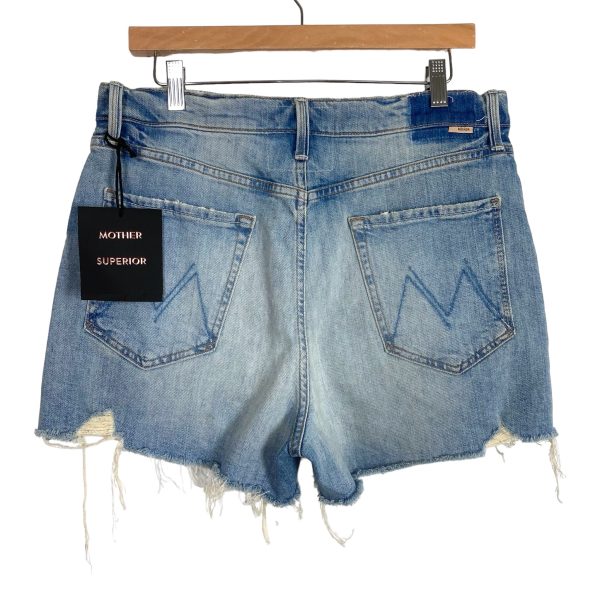 Mother Superior Light Wash Distressed Ultra High Waist Tomcat Kick Fray Jean Shorts NWT- Size 33 Online Sale