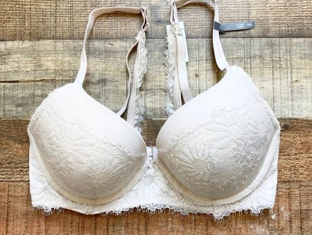 Aerie Cream Lace Underwire Plunge Padded Bra NWT- Size 34DD Online Sale