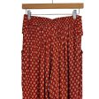 Lucy Love Brick Cream Pattern Elastic Waist Wide Leg Cropped Pants- Size S on Sale