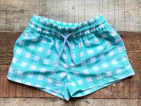 The Beaufort Bonnet Company Green White Checked Swim Trunks- Size 6-12M Fashion