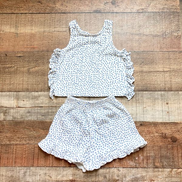 Zara White Blue Floral Tank Short Set- Size 3-4 Years For Sale