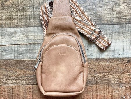 Cluci Tan Faux Leather Mini Sling Crossbody Bag Hot on Sale