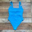 Ookioh Blue Overall Style Exposed Back One Piece NWT- Size L on Sale