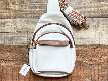 Bostanten Cream Faux Leather Mini Sling Crossbody Bag NWT Discount