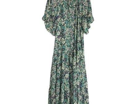 GiGio Green Cream Purple Floral Front Tie Dress- Size M For Cheap