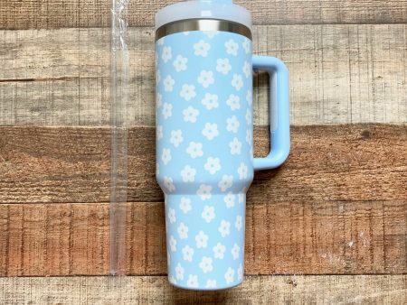 No Brand Blue Floral Tumbler Cup For Discount