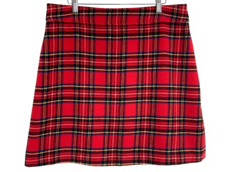 J. Crew Red Plaid Wool Blend Skirt NWT- Size 14 on Sale