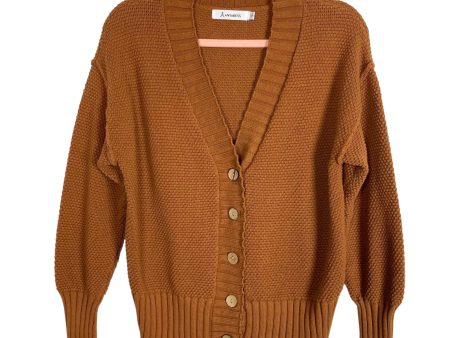 Anrabess Brown Waffle Knit Button Cardigan Pants Set- Size S (sold as set) on Sale