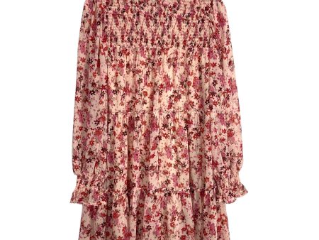 Entro Pink Floral Smocked Mock Neck Jaime Dress NWT- Size M For Cheap