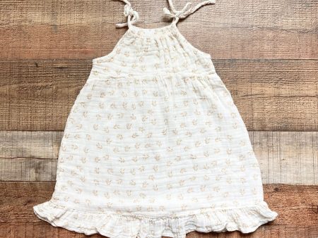 Angel Dear Muslin Cream Printed Shoulder Strap Dress- Size 3T Hot on Sale