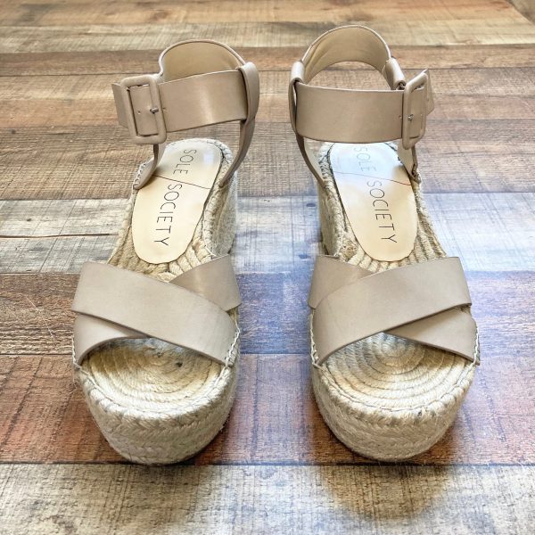 Sole Society Tan Leather Espadrille Sandals- Size 9 (see notes) Cheap