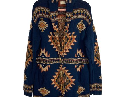 B.Yellowtail Faherty Navy Aztec Printed 100% Organic Cotton Sweater Cardigan- Size XL (sold out online) Discount