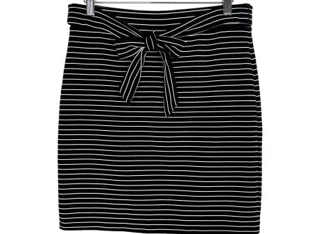 Loft Black White Striped with Tie Belt Skirt- Size S Petite Discount