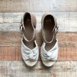 Marc Fisher Cream Canvas with Camel Leather Wedge Espadrilles- Size 9.5 Online