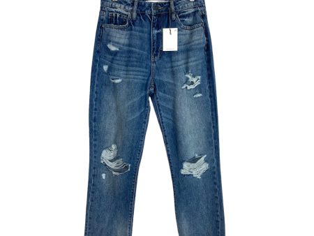 Hidden Medium Wash Distressed Tracey High Rise Straight Jeans NWT- Size 26 (Inseam 27”) Online now