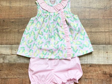 The Smocking Place Lemon Print Button Front Shorts Set- Size 3T Cheap