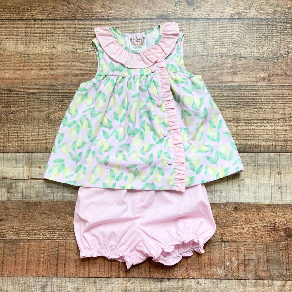 The Smocking Place Lemon Print Button Front Shorts Set- Size 3T Cheap