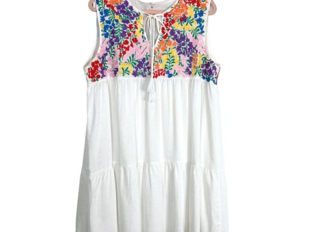 J. Marie Floral Embroidered Front Tassel Tie Dress- Size L (see notes) Sale