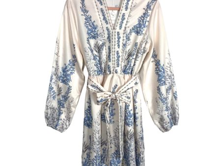 Goodnight Macaroon Cream Blue Floral Belted Dress NWT- Size M Online now