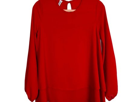 2 Hearts Red Tiered Long Sleeve Top- Size S Cheap