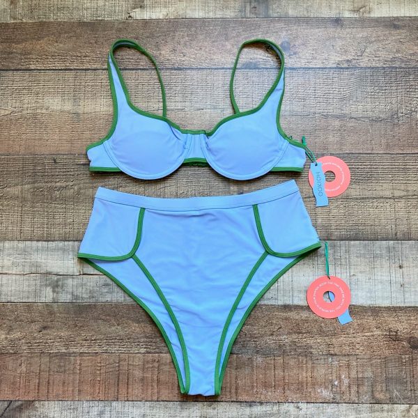 Ookioh Blue and Green Trim Bikini Bottoms NWT- Size XL (sold out online, we have matching top) Hot on Sale