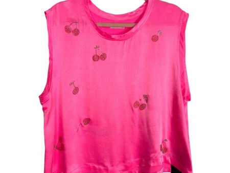 Lauren Moshi Neon Pink Satin with Crystal Cherries Top NWT- Size XL (we have matching pants) Cheap