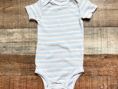 Carter s White Blue Brown Striped Onesie- Size 9M Online Sale