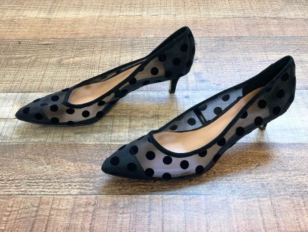 J Crew Black Mesh Polka Dot Low Stilettos- Size 9 Online now