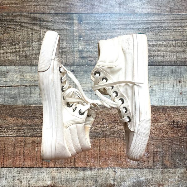 Blowfish Malibu White Canvas High Top Sneakers- Size ~7 7.5 (see notes, no size tag, fit like 7 7.5) For Sale