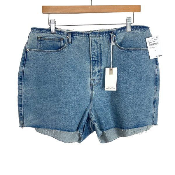 Good American Light Wash with Frayed Waistband and Hem Jean Shorts NWT- Size 12 31 on Sale