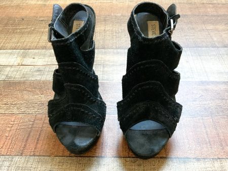 Steve Madden Black Ricki Suede Platform High Heel Sandals- Size 7 (see notes) For Sale