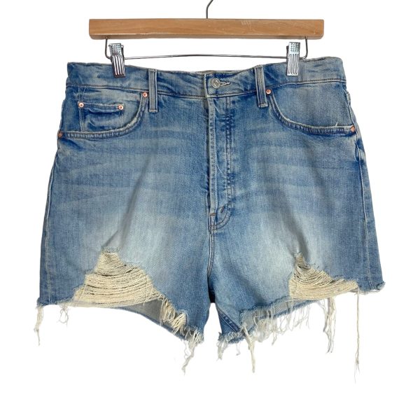 Mother Superior Light Wash Distressed Ultra High Waist Tomcat Kick Fray Jean Shorts NWT- Size 33 Online Sale