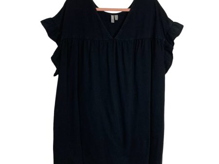 ASOS Black V-Neck Ruffle Sleeve Dress- Size 14 Supply