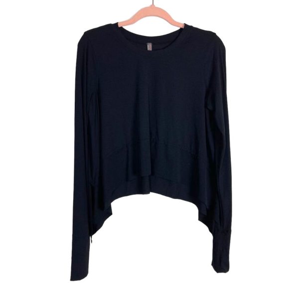 Free People Movement Black Asymmetrical Hem Long Sleeve Top- Size M For Sale