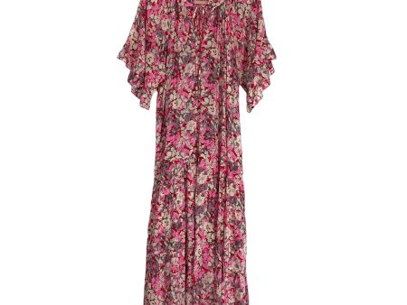 GiGio Pink Cream Grey Floral Front Tie Dress- Size M Fashion