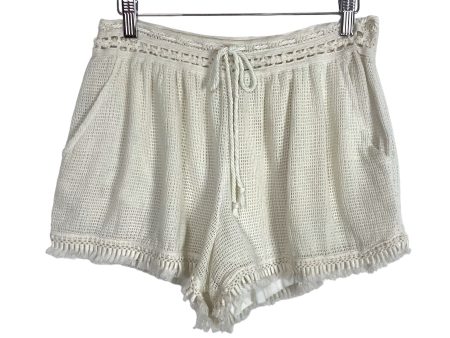 Aerie Ivory Crochet with Tassels Lined Drawstring Shorts- Size L Discount