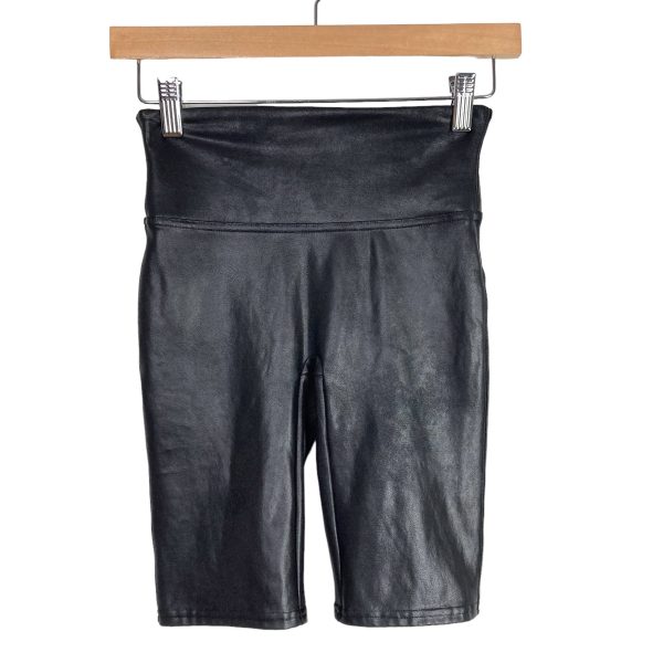 Spanx Black Faux Leather Biker Shorts- Size S Online