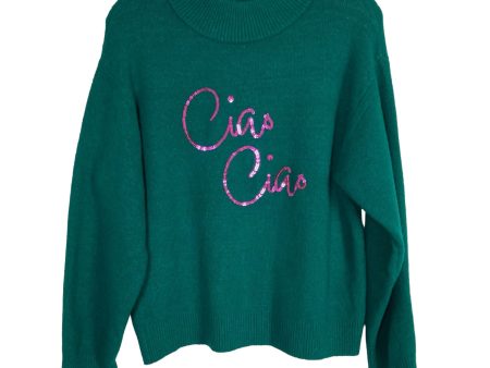 A New Day Green with Pink Sequin Ciao Ciao Sweater- Size M Online now