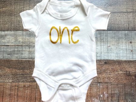 Navi Baby White with Gold Glitter 12 Pack Monthly Onesies (New in Box) Online now