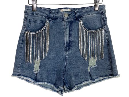 Altar d State Light Wash Rhinestone Fringe Jean Shorts NWT- Size S (see notes) For Sale