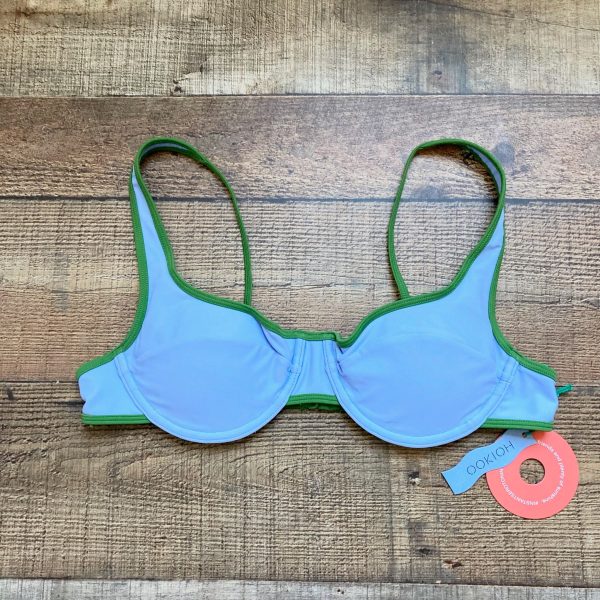 Ookioh Blue and Green Trim Padded Bikini Top NWT- Size L (we have matching bottoms) Online Hot Sale