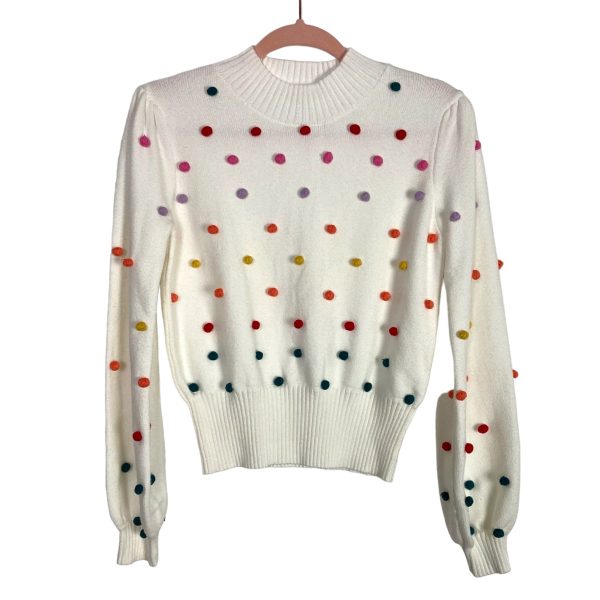 Avara White Pom Pom Karla Sweater NWT- Size XS (see notes, sold out online) Hot on Sale