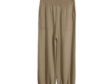 No Brand Tan Wide Leg with Tapered Pleated Hem Sweater Lounge Pants- Size S (Inseam 25”) Online Hot Sale