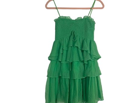 Mustard Seed Green Smocked Bodice Front Tie Strapless Dress- Size S Supply