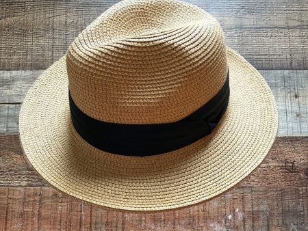 No Brand Paper Straw Belted Hat with Strap (56-58 cm) For Discount