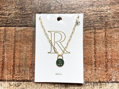 Brass 16  Letter  R  Initial Necklace (New in Bag) Supply