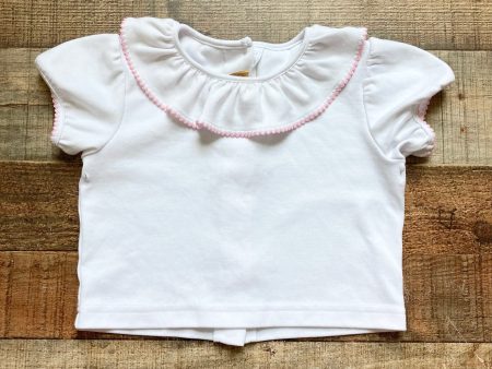 The Beaufort Bonnet Company White Ruffle Pink Trim Collared Top- Size 3T (see notes) For Sale