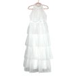 AURA White Ruffle Tulle Shock and Awe Tiered Maxi Dress- Size S Online Sale