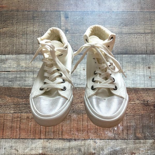 Blowfish Malibu White Canvas High Top Sneakers- Size ~7 7.5 (see notes, no size tag, fit like 7 7.5) For Sale