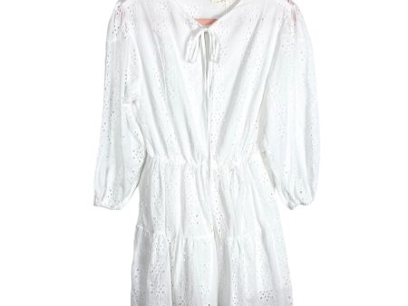 Goodnight Macaroon White Eyelet Lined Sheer Sleeve Dress NWT- Size M on Sale